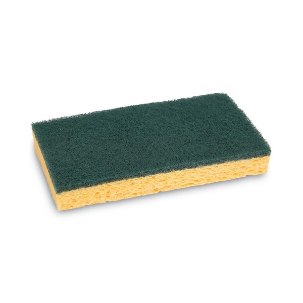 Boardwalk Three 3/5 in. Medium-Duty Scrubbing Sponge in Yellow/Green (20-Carton)