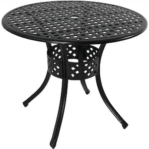 Black Round Cast Aluminum Outdoor Dining Table