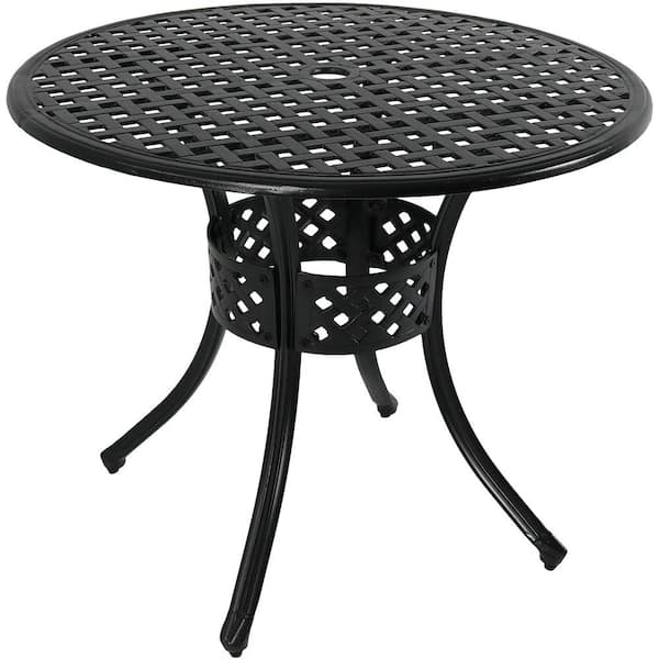 Sunnydaze Black Round Cast Aluminum Outdoor Dining Table YUK-822 - The ...