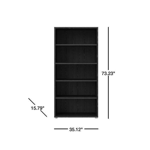 Tvilum Pierce Black Woodgrain 5 Shelf, Mainstays 5 Shelf Bookcase Dimensions