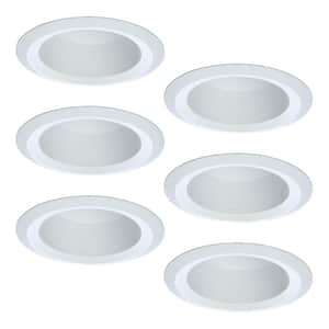 E26 6 in. White Recessed Lighting Full Cone Baffle with Self Flanged White Trim Ring (6-Pack)