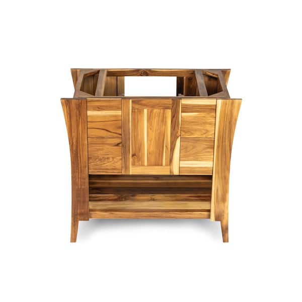Curvature 36 in. L Teak Vanity Cabinet Only in Natural Teak