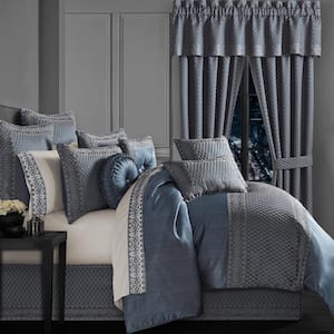 Leah Blue Polyester King 4-Piece Comforter Set