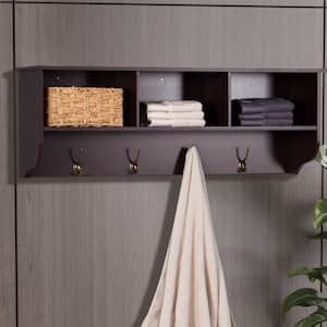 38.9 in. W x 13.8 in. H Brown Bathroom Wall Cabinet with 4 Dual Hooks