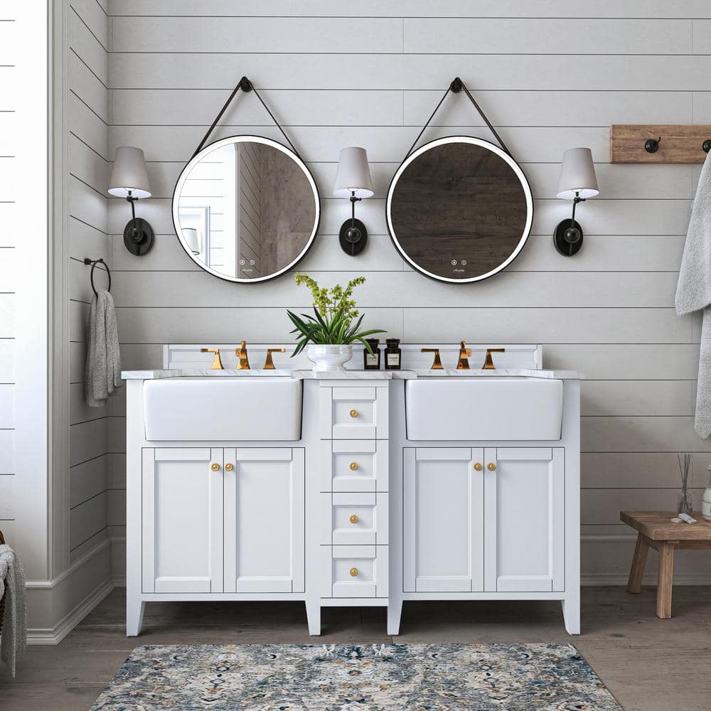 Adeline 60'' White Double Farmhouse Wood Vanity