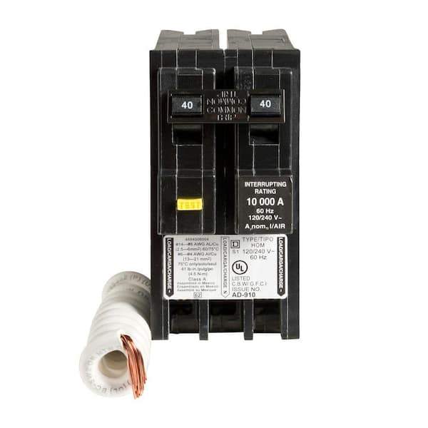 Square D Homeline 40 Amp 2-Pole GFCI Circuit Breaker - Box Packaging