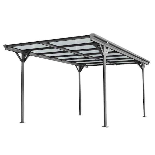 16 ft. W x 10 ft. D x 8 ft. H Black Heavy Duty Carport Canopy with Aluminum Frame and Polycarbonate Panels for Car