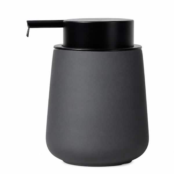 Matte Grey Ceramic Soap Dispenser and Lotion Dispenser, Refillable 12 oz Countertop Pump Bottle