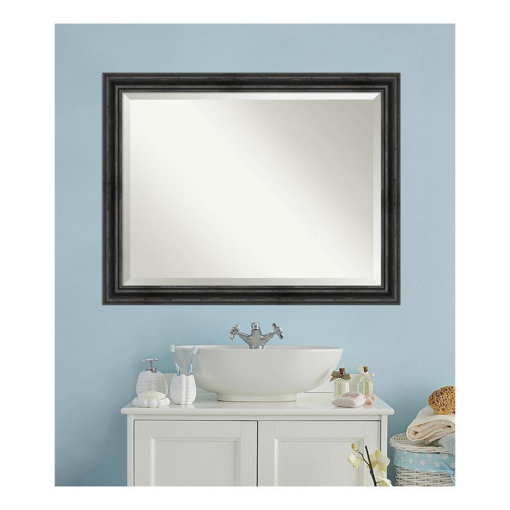 Rustic Black Pine Rectangular Bathroom Vanity Mirror