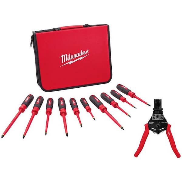 Milwaukee 1000-Volt Insulated Screwdriver Set with Case with Automatic Wire Stripper and Cutter (11-Piece)