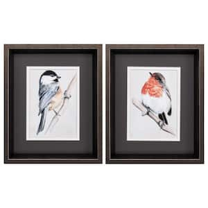 10 in. X 12 in. Brushed Silver Gallery Picture Frame Bird on Branch (Set of 2)