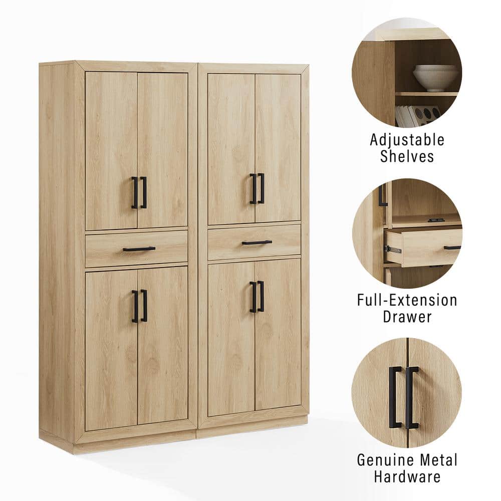 Isla Driftwood 2-Piece Engineered Wood Kitchen Pantry Cabinet Set