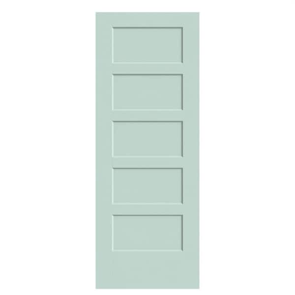 32 in. x 80 in. 5-Panel Bayshore Single Bore Hollow Core Sea Glass Molded Composite Interior Door Slab