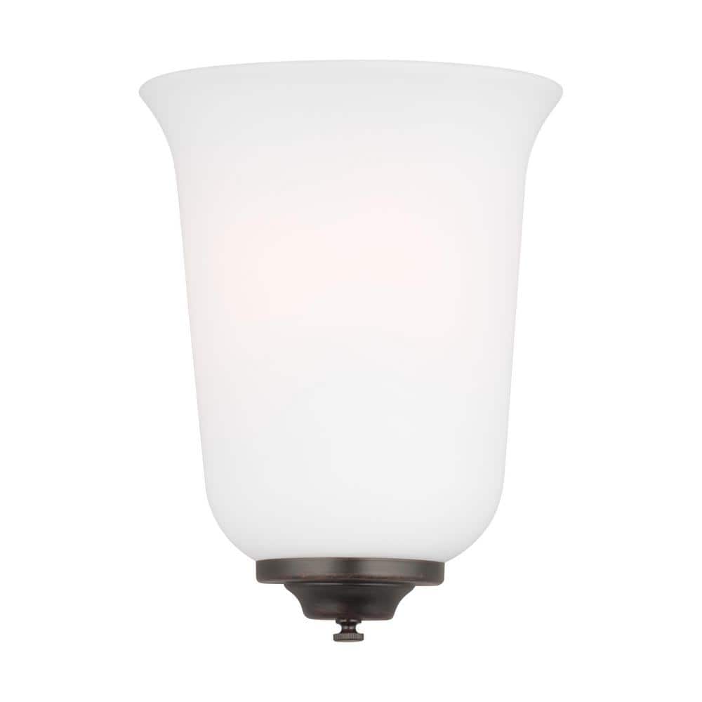 Nearu Bronze LED Wall Sconce with Opal Etched Glass Shade