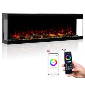 50 in. W Smart Build in Electric Fireplace Insert, 3 Sided View with Crackling Sound, Multi Flame Colors, Alexa Enabled