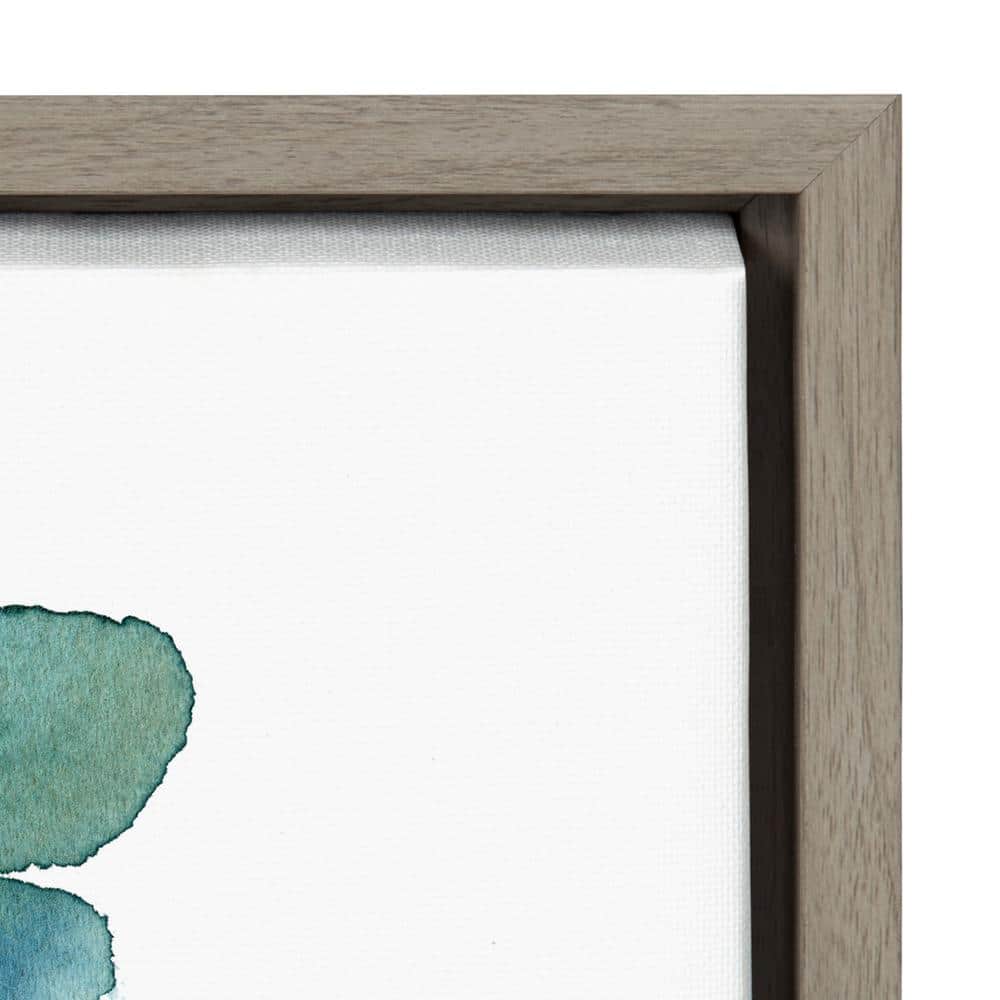 Tropic Leaves Blue Framed Canvas Wall Art, 36" x 27"