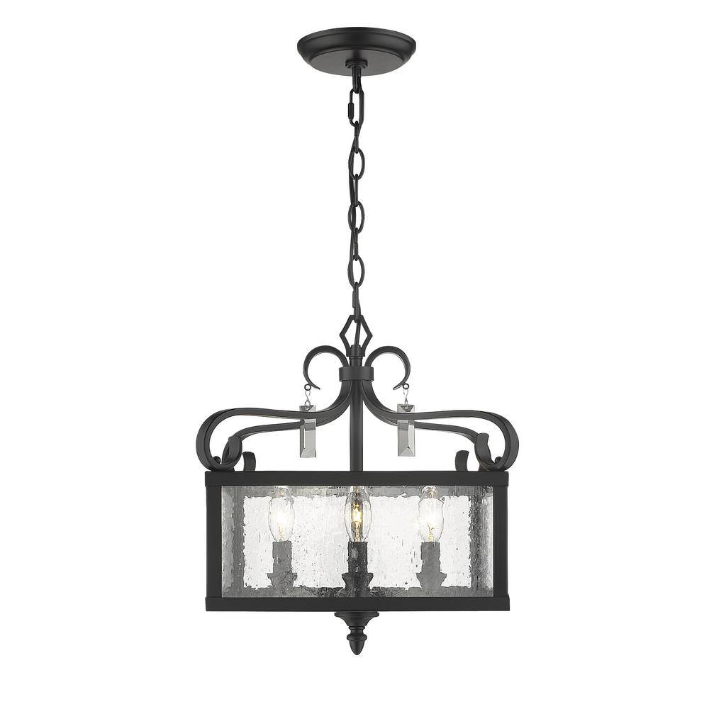 Valencia Black and Seeded Glass 4-Light Convertible Semi-Flush