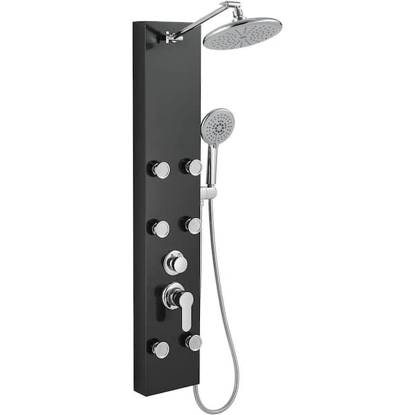 16 GAUGE SINKS Roxy 7.8 in. W 3 Jet Shower Tower in Black-Chrome 16GS-36253