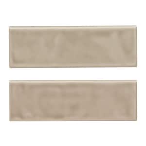 Citylights Warm Concrete Glossy 4 in. x 16 in. Glazed Ceramic Bullnose Wall Tile (12 lin. ft. / case)