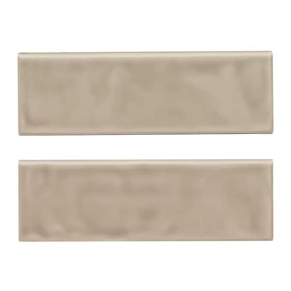 MSI Citylights Warm Concrete Bullnose 4 in. x 12 in. Glossy Ceramic Wall Tile (12 lin. ft./Case)