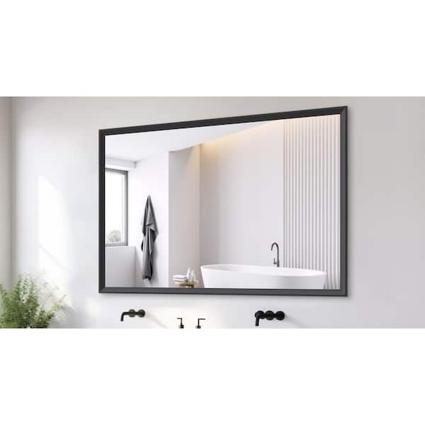 60 in. x 40 in. Black Frame Rectangle Oversize Wall Bathroom Vanity Mirror Easy Hang Decorative Mirror