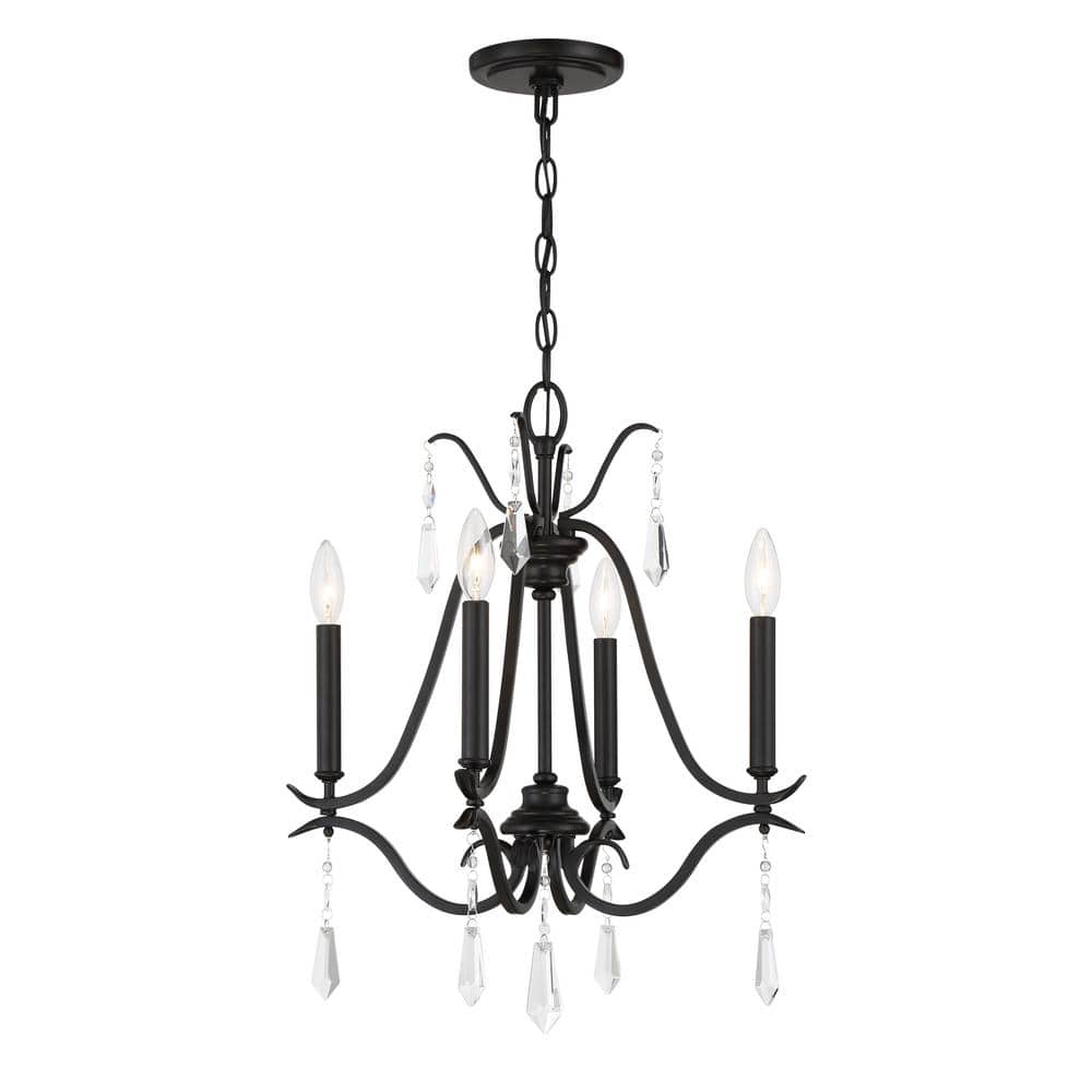 Mini Laurel Estate 4-Light Coal Finish Crystal Chandelier