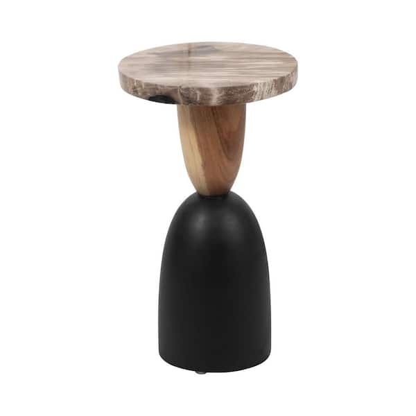 12 in. Tan Round Inspired Suar Wood End Table