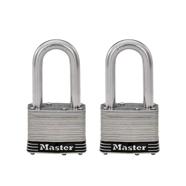 Master Lock Stainless Steel Outdoor Padlock with Key, 1-3/4 in. Wide, 1-1/2 in. Shackle, 2 Pack