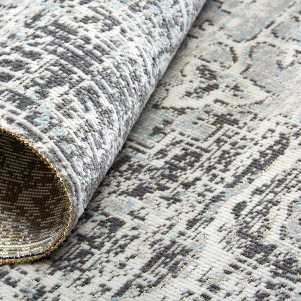 Sofia Fleur Gray Medallion Indoor/Outdoor Area Rug