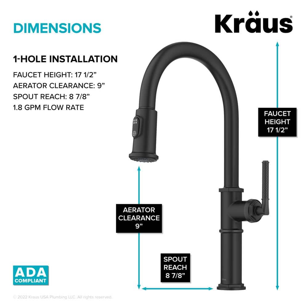 Matte Black Brass Pull-Down Single Handle Kitchen Faucet