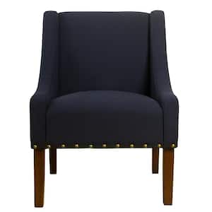Swoop Deep Navy with Nailhead Trim Upholstered Accent Chair