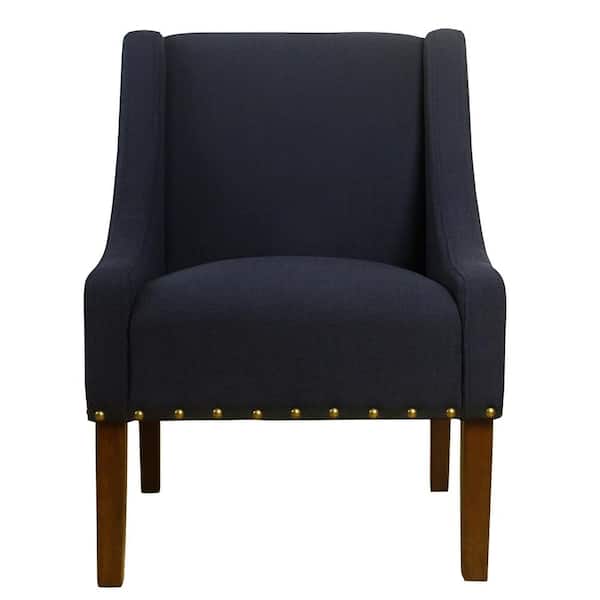 Homepop Swoop Deep Navy with Nailhead Trim Upholstered Accent Chair