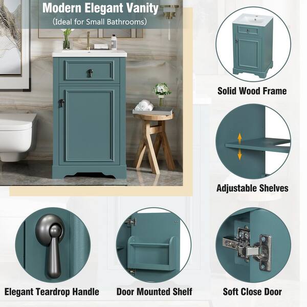 LuckByte 20 in. x 18.3 in. Green Wood Rectangle Vessel Sink