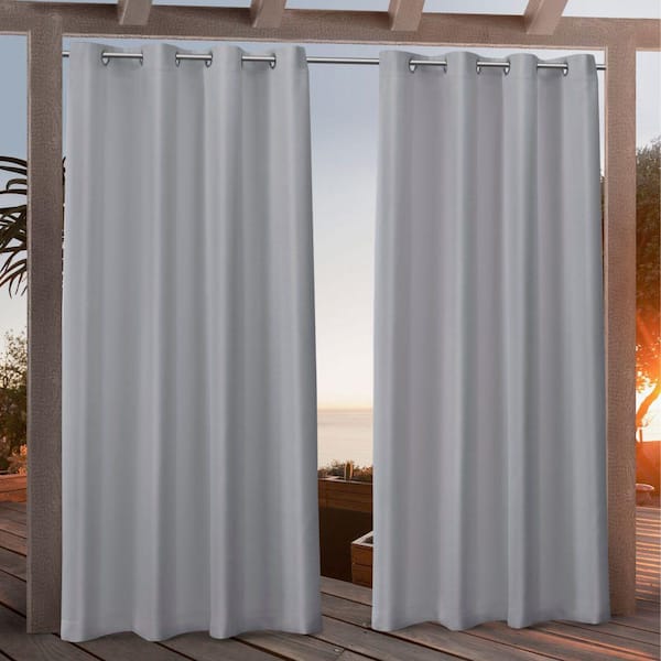 EXCLUSIVE HOME Canvas Light Grey Solid Light Filtering Grommet Top Indoor/Outdoor Curtain, 54 in. W x 108 in. L (Set of 2)