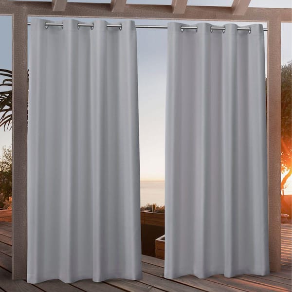 EXCLUSIVE HOME Canvas Light Grey Solid Light Filtering Grommet Top Indoor/Outdoor Curtain Panel, 54 in. W x 84 in. L (Set of 2)