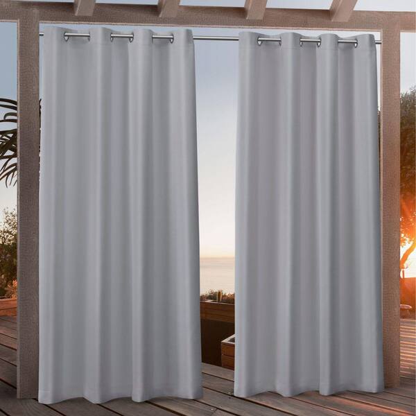 Nicole Miller New York Canvas Indoor Outdoor Grommet Top Curtain Panel Pair Light Grey, Nicole Miller Curtains 108