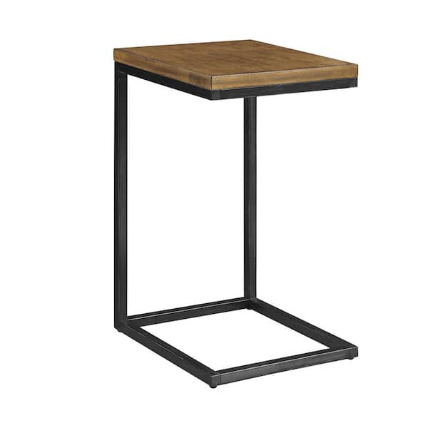 Linon Home Decor Bala 18 in. Brown and Gray C-Table Metal and Wood End Table