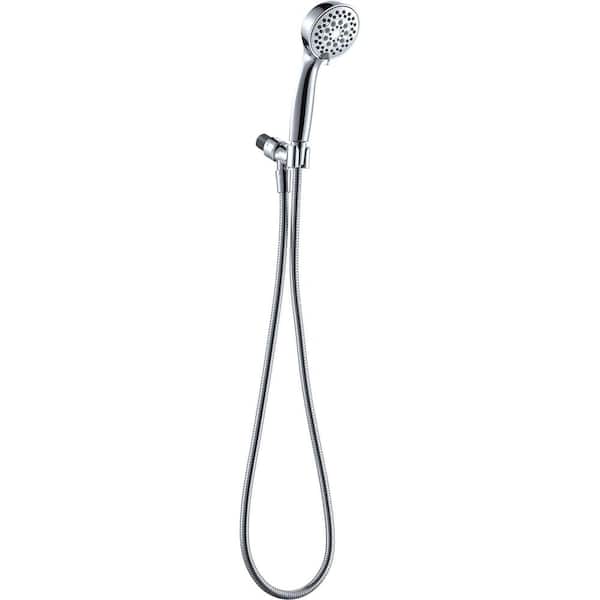 Massaging 6-Spray Wall Mounted Handheld Shower Head 1.8 GPM in Chrome with 60 in. Hose