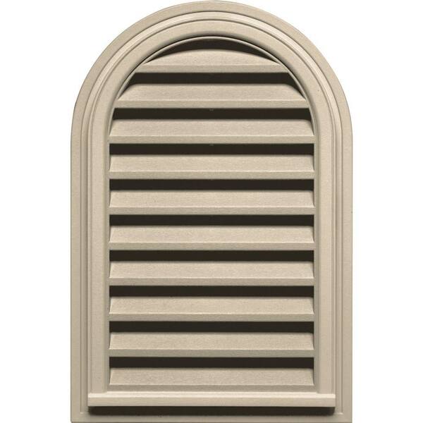 Builders Edge 22 in. x 32 in. Round Top Plastic Built-in Screen Gable Louver Vent #049 Almond