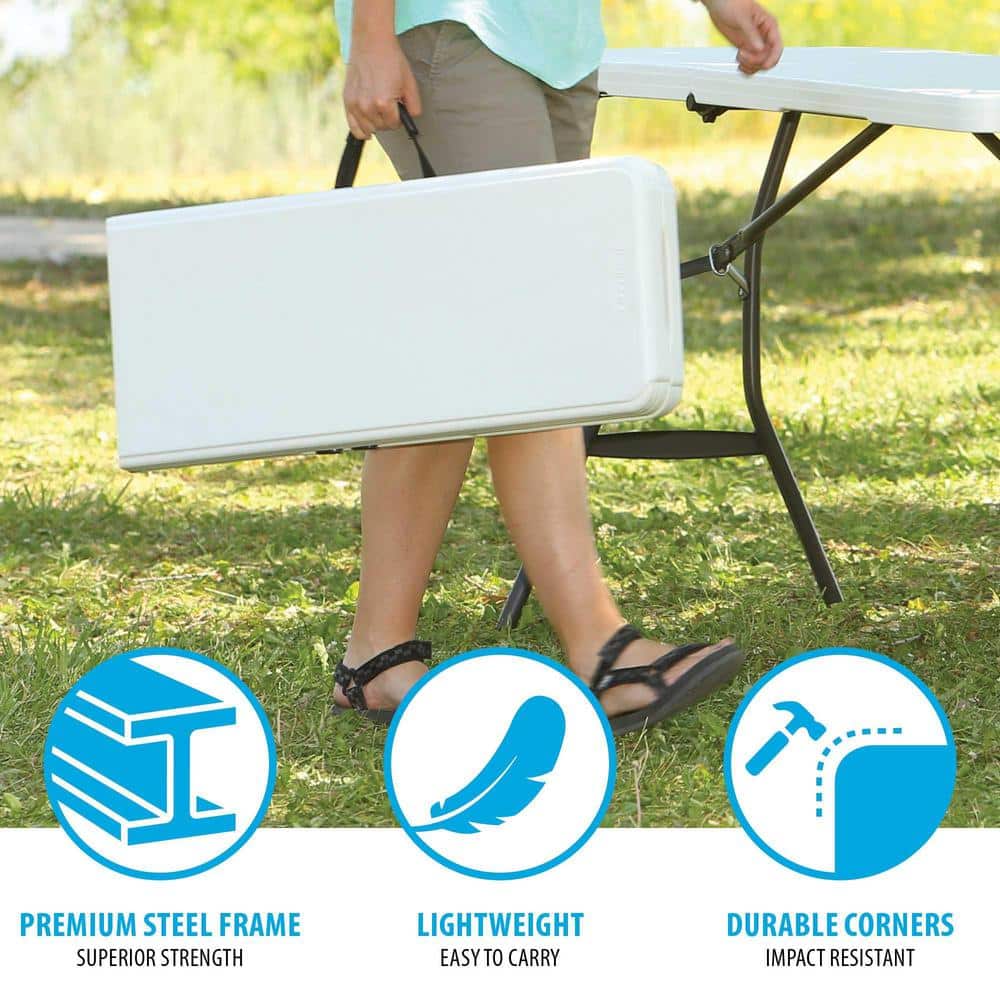 Compact Gray 5-Foot Foldable Bench with HDPE Top