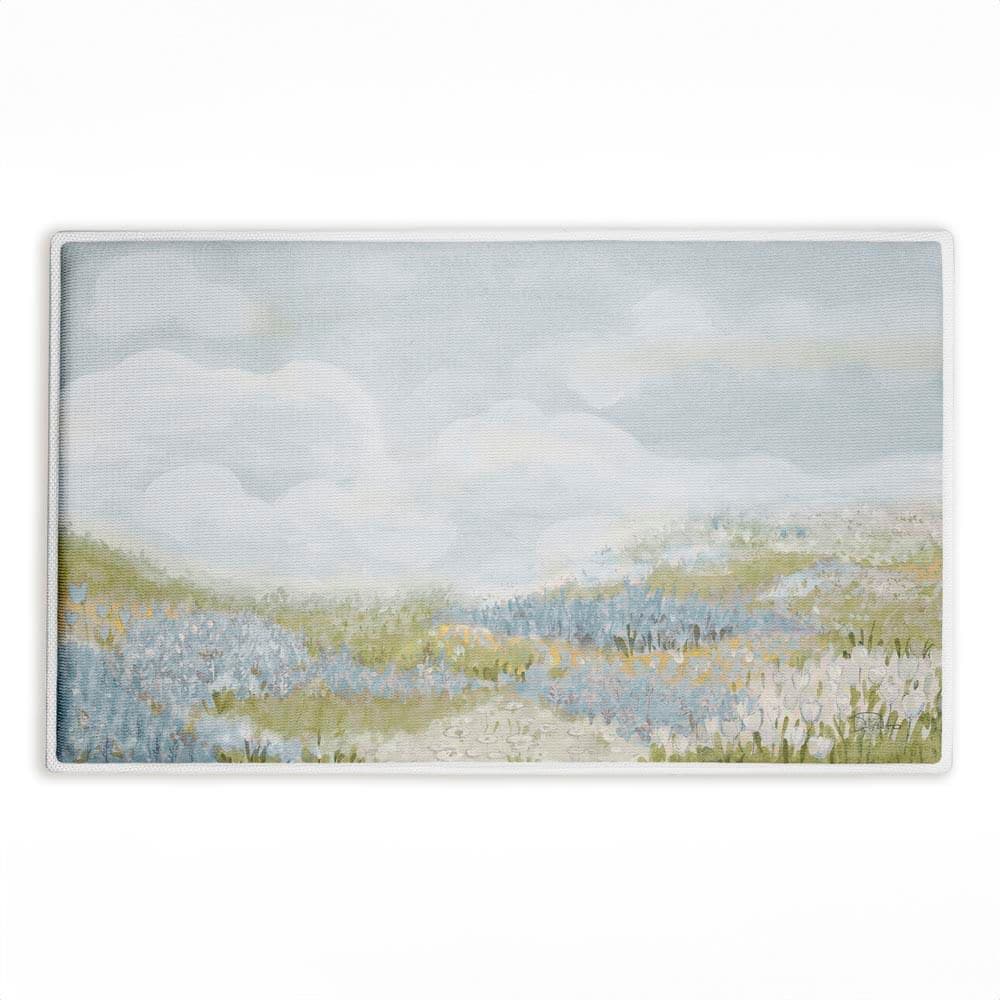Subtle Blue Floral Meadow 18 in. x 30 in. Blue Graphic Polyester Blend Rectangle Bath Mat price history on PriceWatchPro