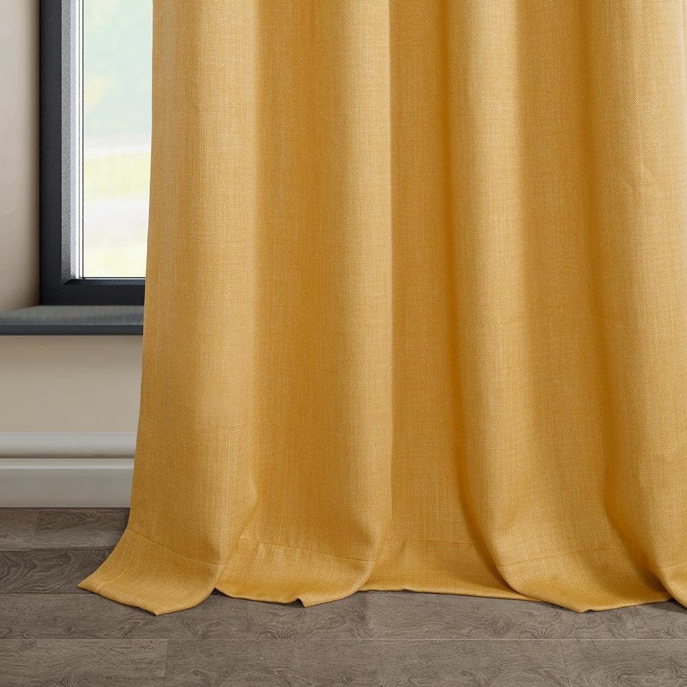 Dandelion Gold Faux Linen Blackout Grommet Window Panel - 84 in. Length