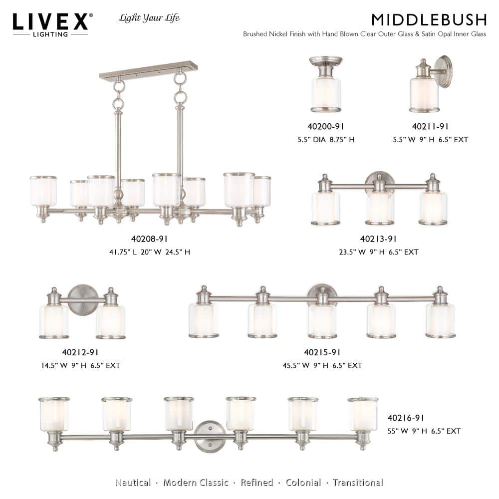 Middlebush Brushed Nickel 3-Light Vanity Fixture