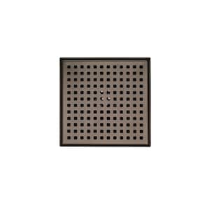4 in. Square Stainless Steel Shower Drain with Square Hole Pattern in Venetian Bronze