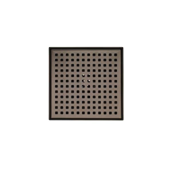 Elegante Drain Collection 6 in. Square Stainless Steel Shower Drain with Square Hole Pattern in Venetian Bronze