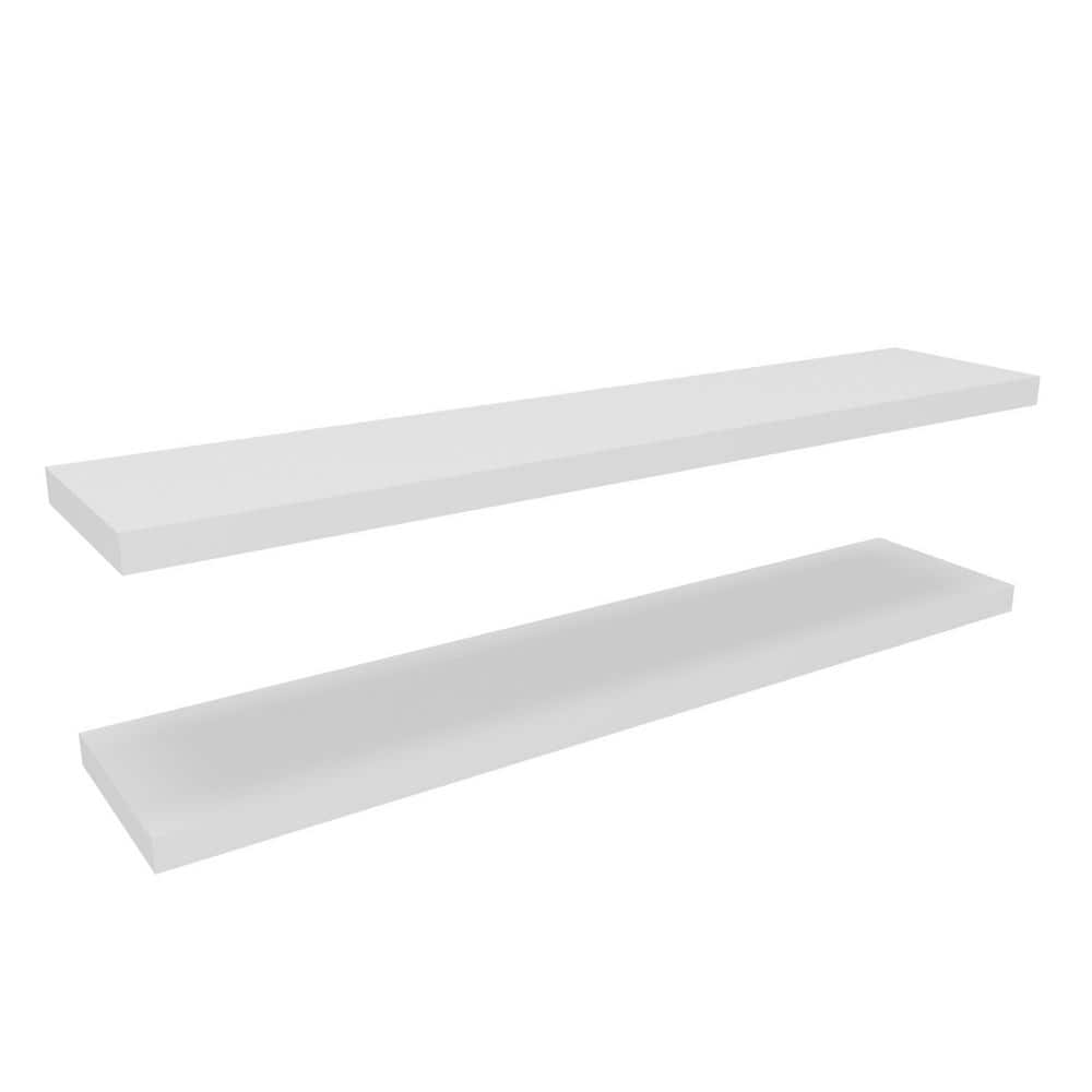 47 in. W x 10in. D White Floating Decorative Wall Shelves (Set of 2) for Li