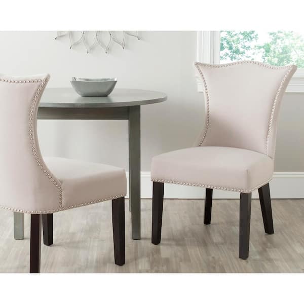 SAFAVIEH Ciara Taupe/Espresso Linen Side Chair (Set of 2)