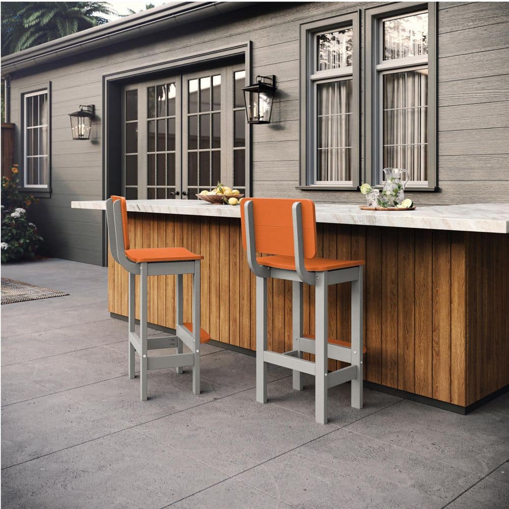 Shoreline Cove Gray / Citrus Orange HDPE Bar-Height Stool price history on PriceWatchPro