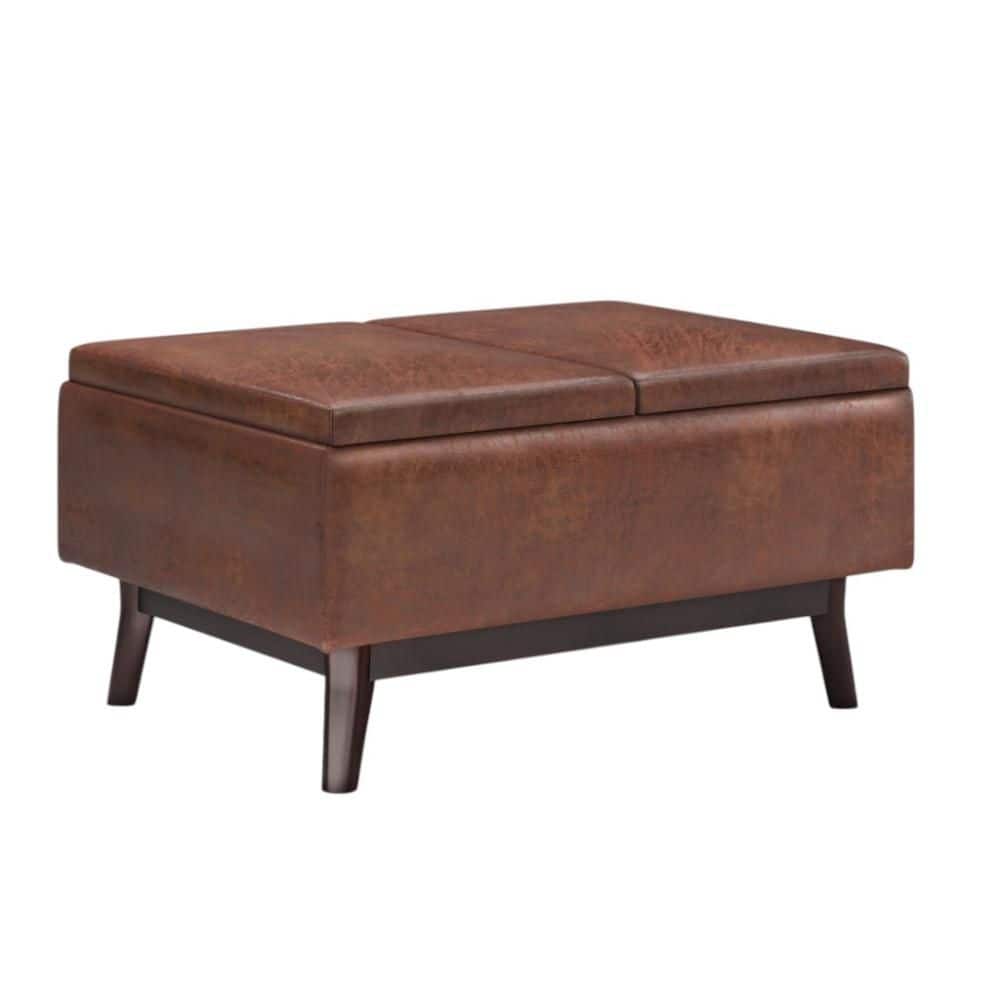 Faux Leather Rectangle Standard Large Ottoman
