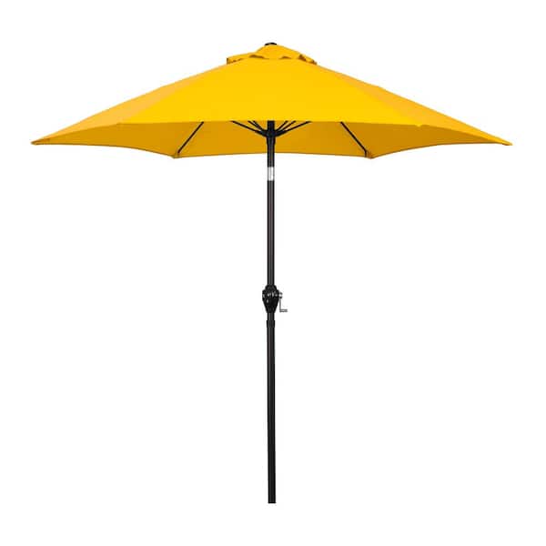 Astella 7.5 ft. Aluminum Market Patio Umbrella with Fiberglass Ribs and Crank Lift in Yellow Polyester